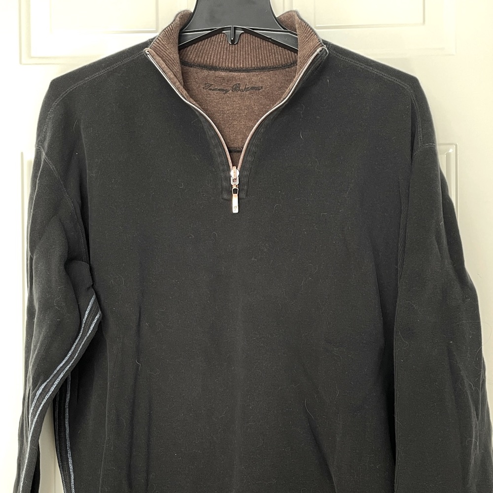 Tommy Bahama 1/4 Zip Reversible sweater in Black/ Brown Men’s Large